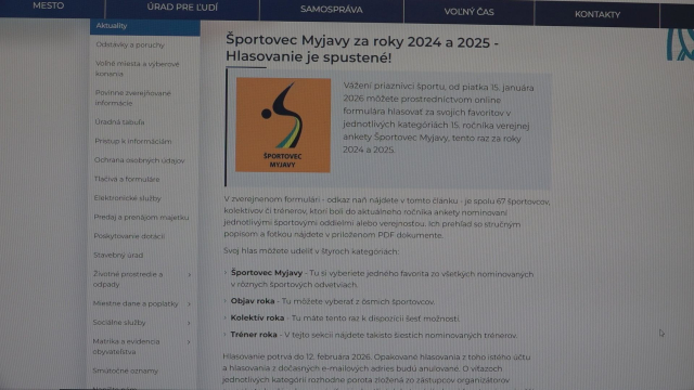 Hlasovanie v ankete Športovec Myjavy